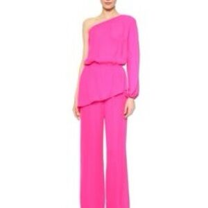 Tamara Mellon Vibrant Pink One-Shoulder Jumpsuit